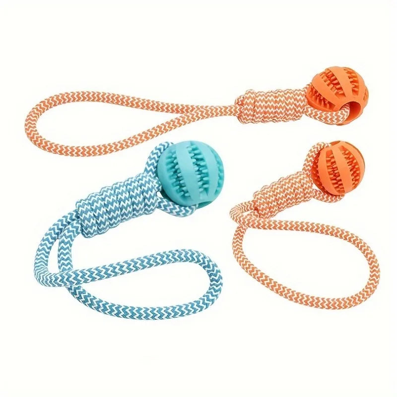 Interactive Dog Toy Tug Rope, Treat Dispenser Ball,