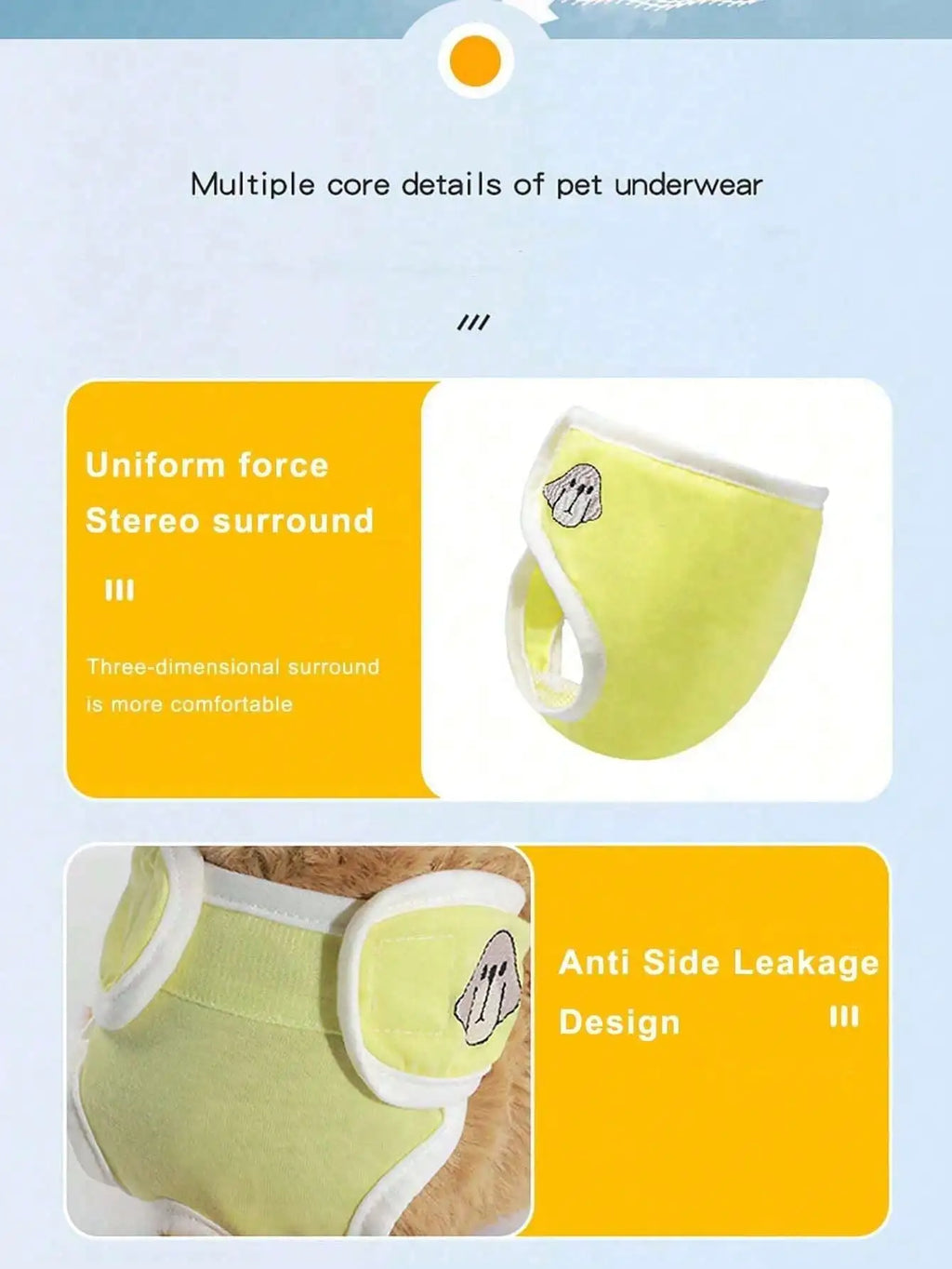 Reusable Soft Breathable Dog Diaper Panties for Small Medium Dogs