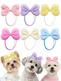 3/10Pcs Quilted Bow Hair Bands for Dogs & Cats