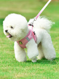 Pink Adjustable Breathable Mesh Pet Harness with Leash for Small Dogs and Cats