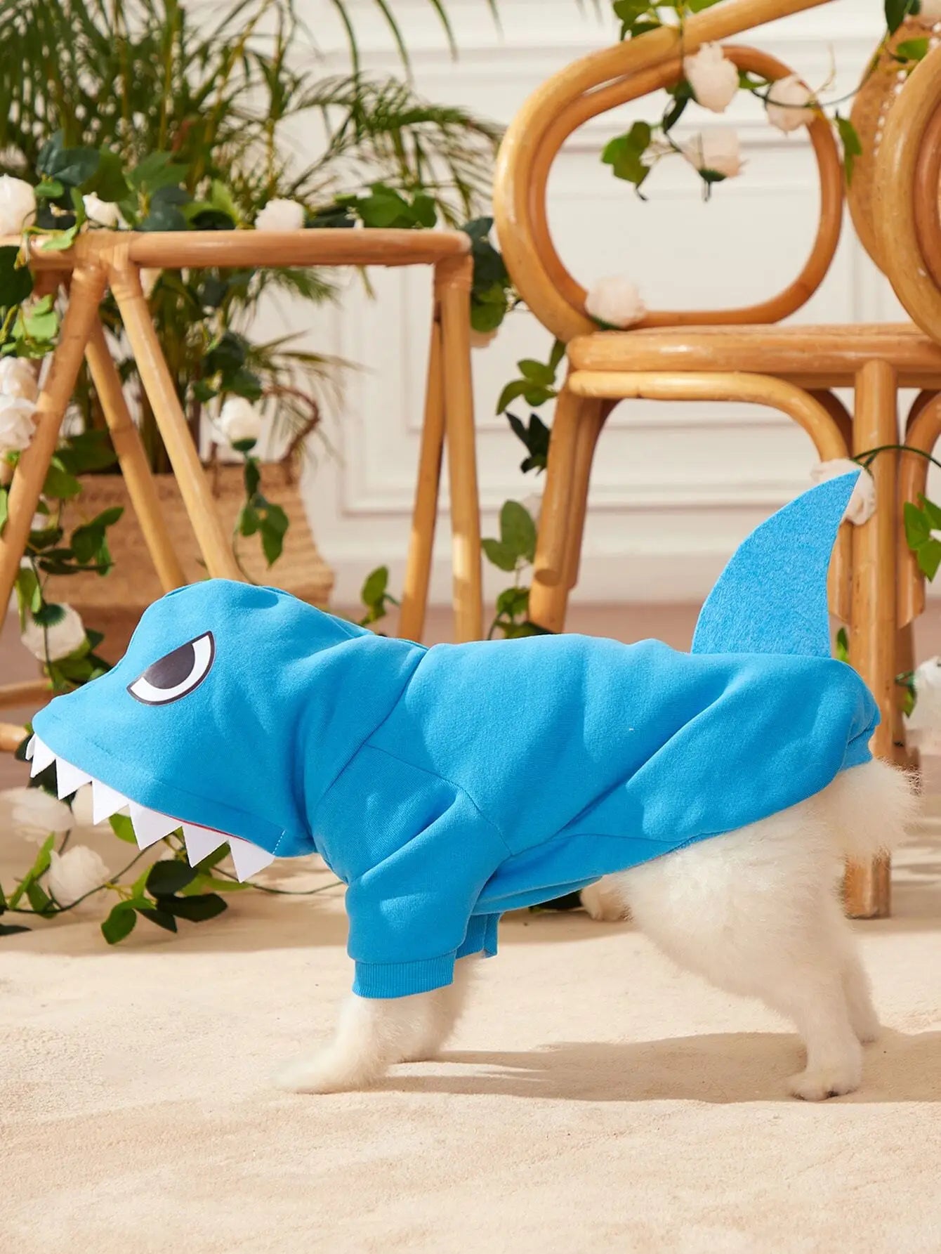 Blue Shark-Style Pet Hoodie Sweater for Dogs Cats