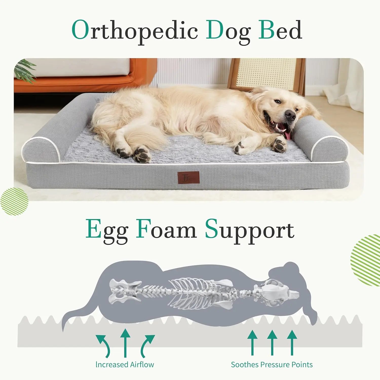 Waterproof Orthopedic Dog Bed with Removable Cover,