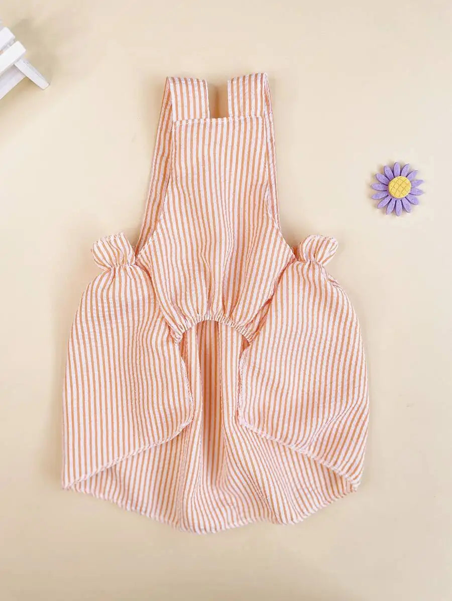 Orange & White Striped Pet Dress  for Small Dogs