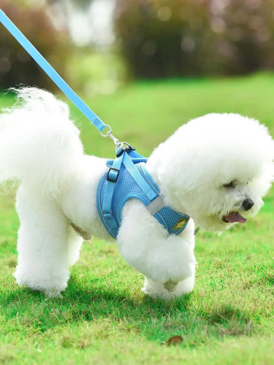 Pink Adjustable Breathable Mesh Pet Harness with Leash for Small Dogs and Cats