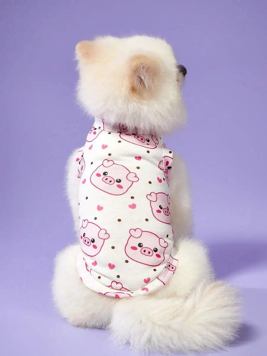 2-Pack Pet Vest for Dogs Cats  Pink Pig Face & Heart