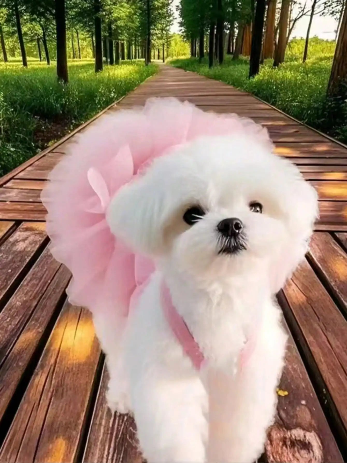 1pc Pink Tulle Sleeveless Pet Dress for Small Dogs & Cats
