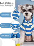 Blue  Cream Striped Polo Shirt for Small to Medium Dogs,