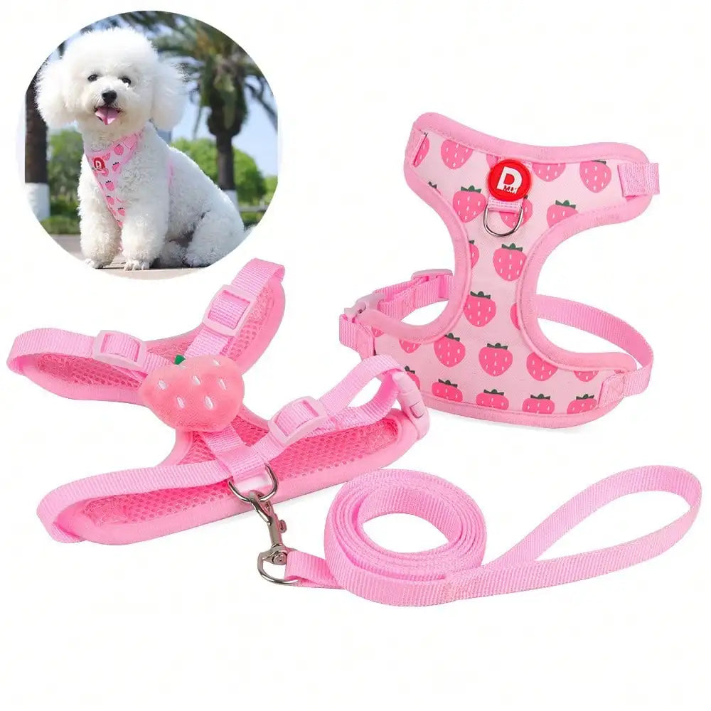 Avocado Print Adjustable Pet Harness and Leash Set