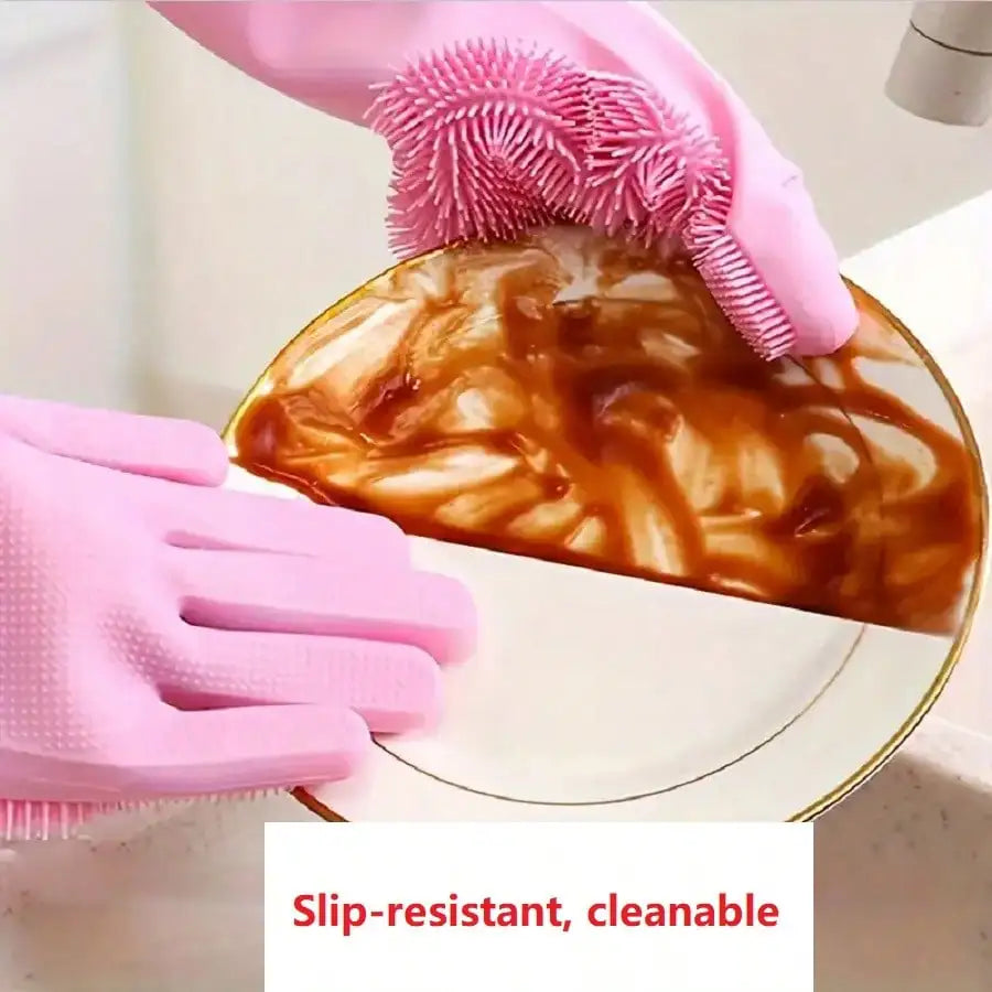 1 Pair Blue Silicone Pet Grooming Gloves