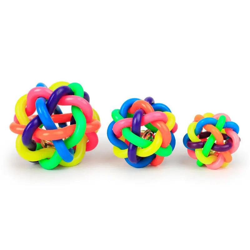 Colorful Bell Woven Dog Chew Toy, Bite-Resistant Rubber Toy