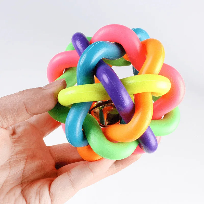 Colorful Bell Woven Dog Chew Toy, Bite-Resistant Rubber Toy