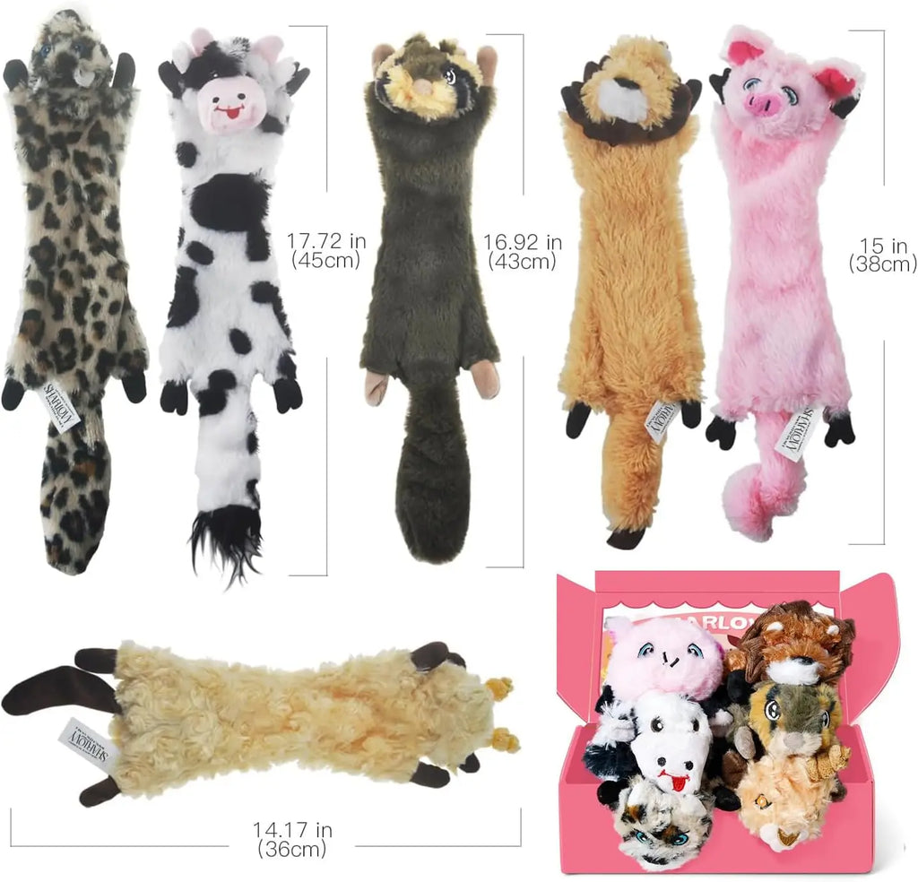 6 Pack Plush Crinkle Toys for Small Puppies, Natural Teething Chew Animals