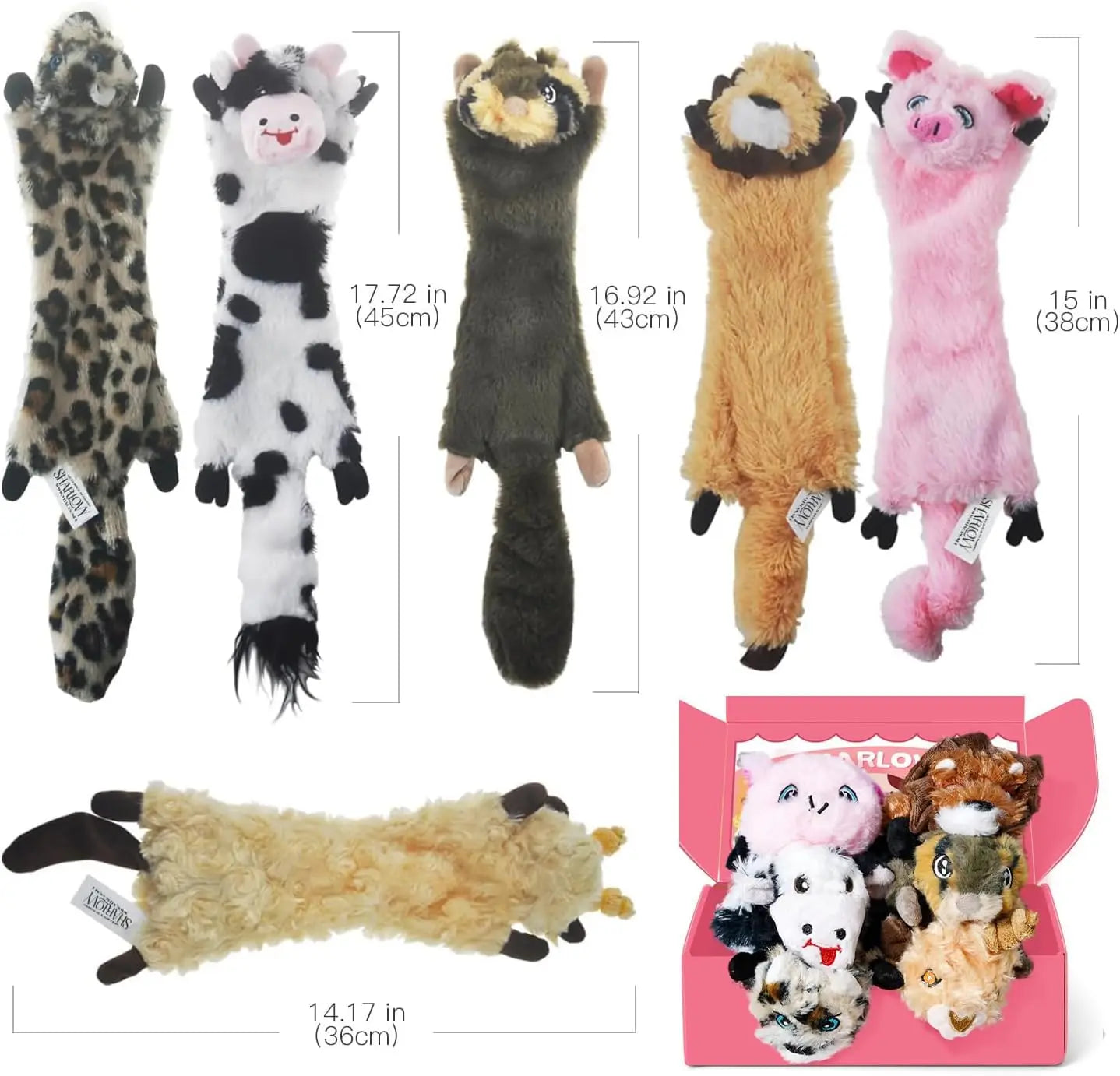 6 Pack Plush Crinkle Toys for Small Puppies, Natural Teething Chew Animals