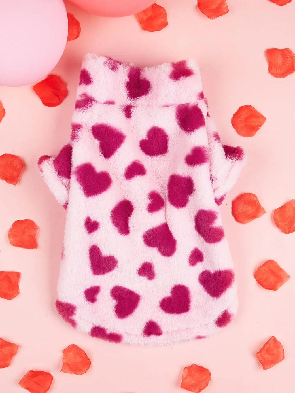 Pink Pet Fleece Jacket with Zipper and Collar for Dogs