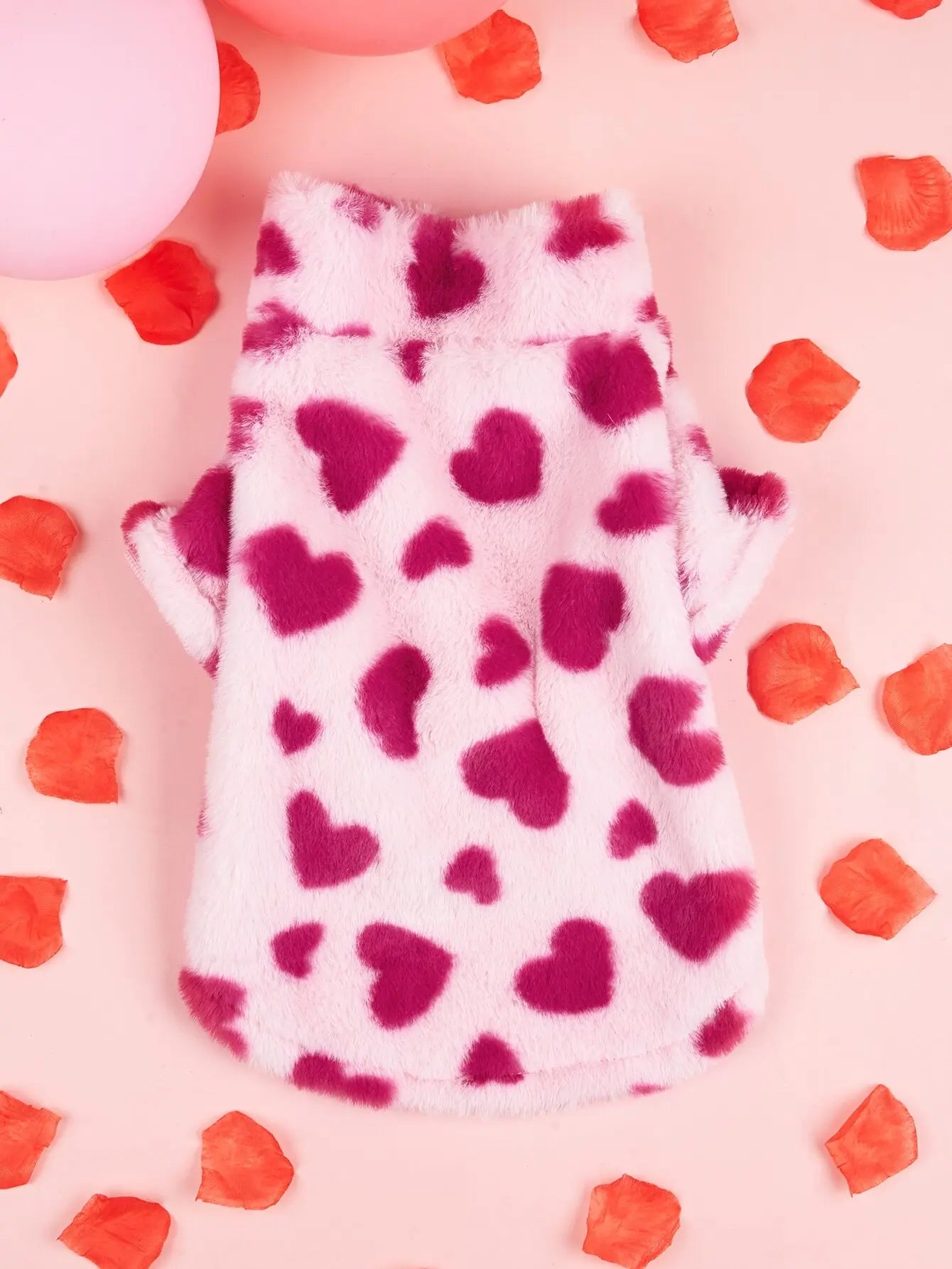 Pink Pet Fleece Jacket with Zipper and Collar for Dogs