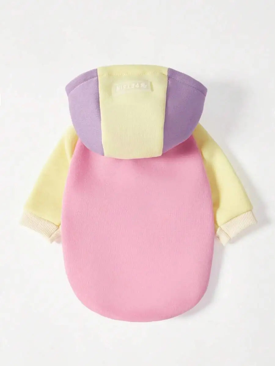 Orange Hooded Pet Sweatshirt with Thermal Lining for Dogs