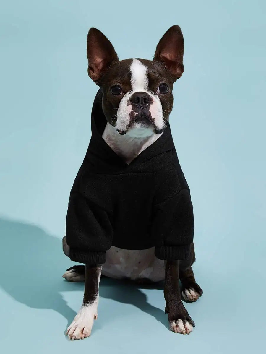 Orange Hooded Pet Sweatshirt with Thermal Lining for Dogs