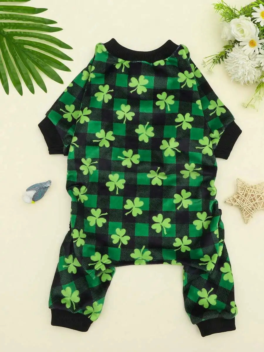 Colorful Floral Print Pet Pajamas with Rainbow & Smiley Flowers,