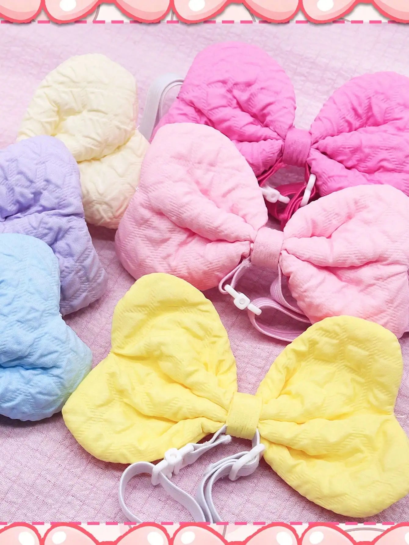 3/10Pcs Quilted Bow Hair Bands for Dogs & Cats