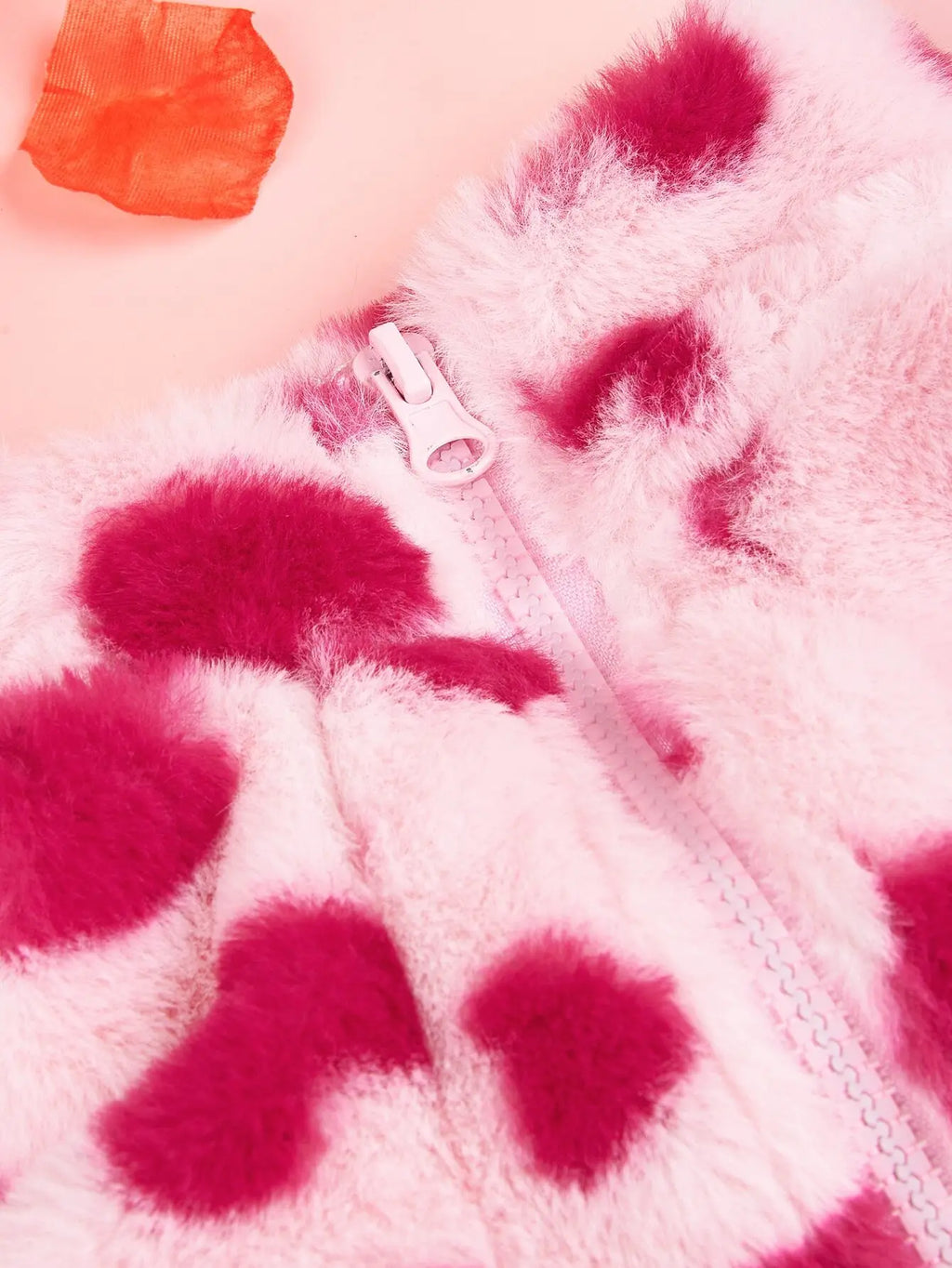 Pink Pet Fleece Jacket with Zipper and Collar for Dogs