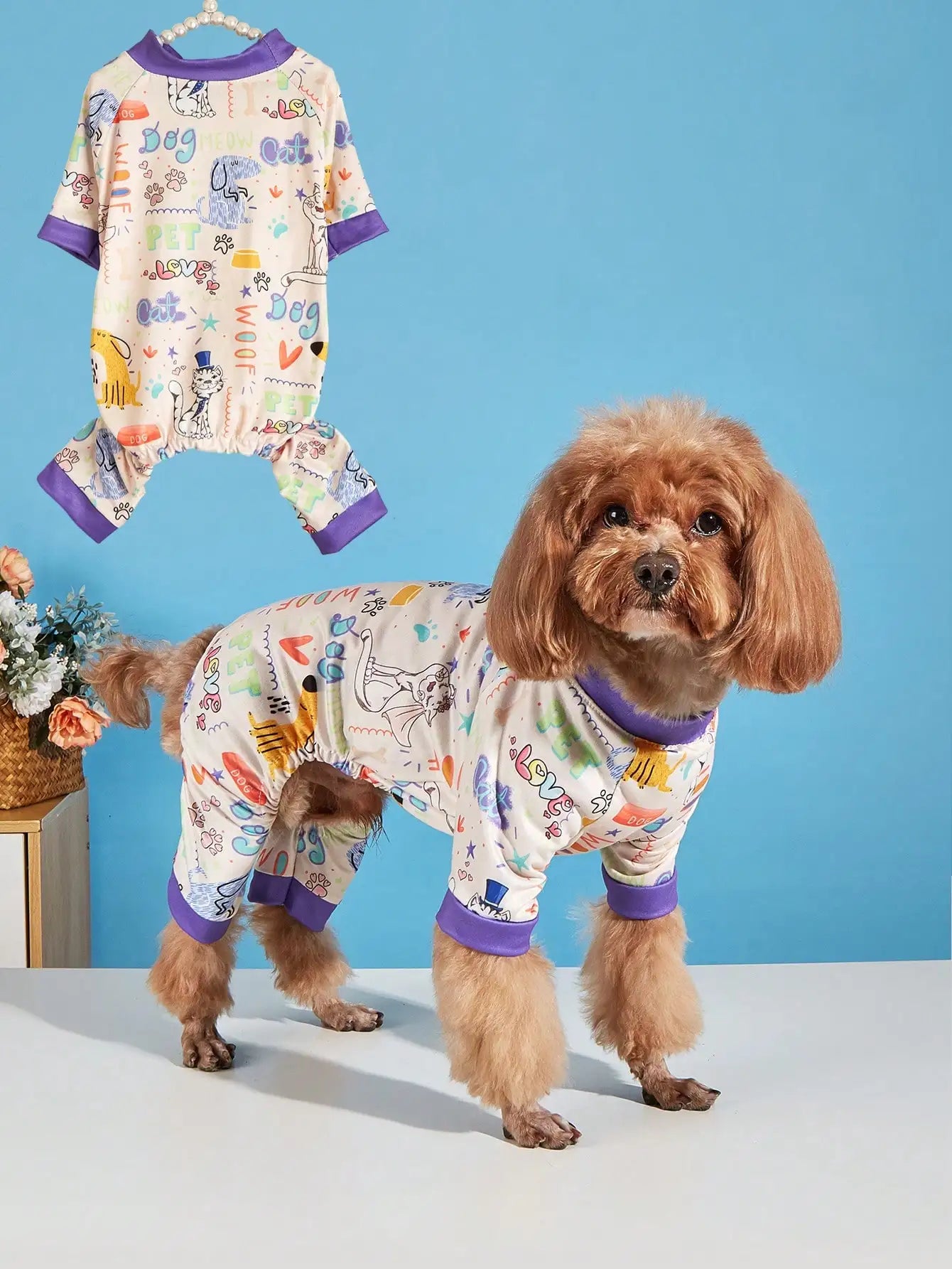 Soft Stretchy 4-Legged Sleepwear for Small to Medium Dogs