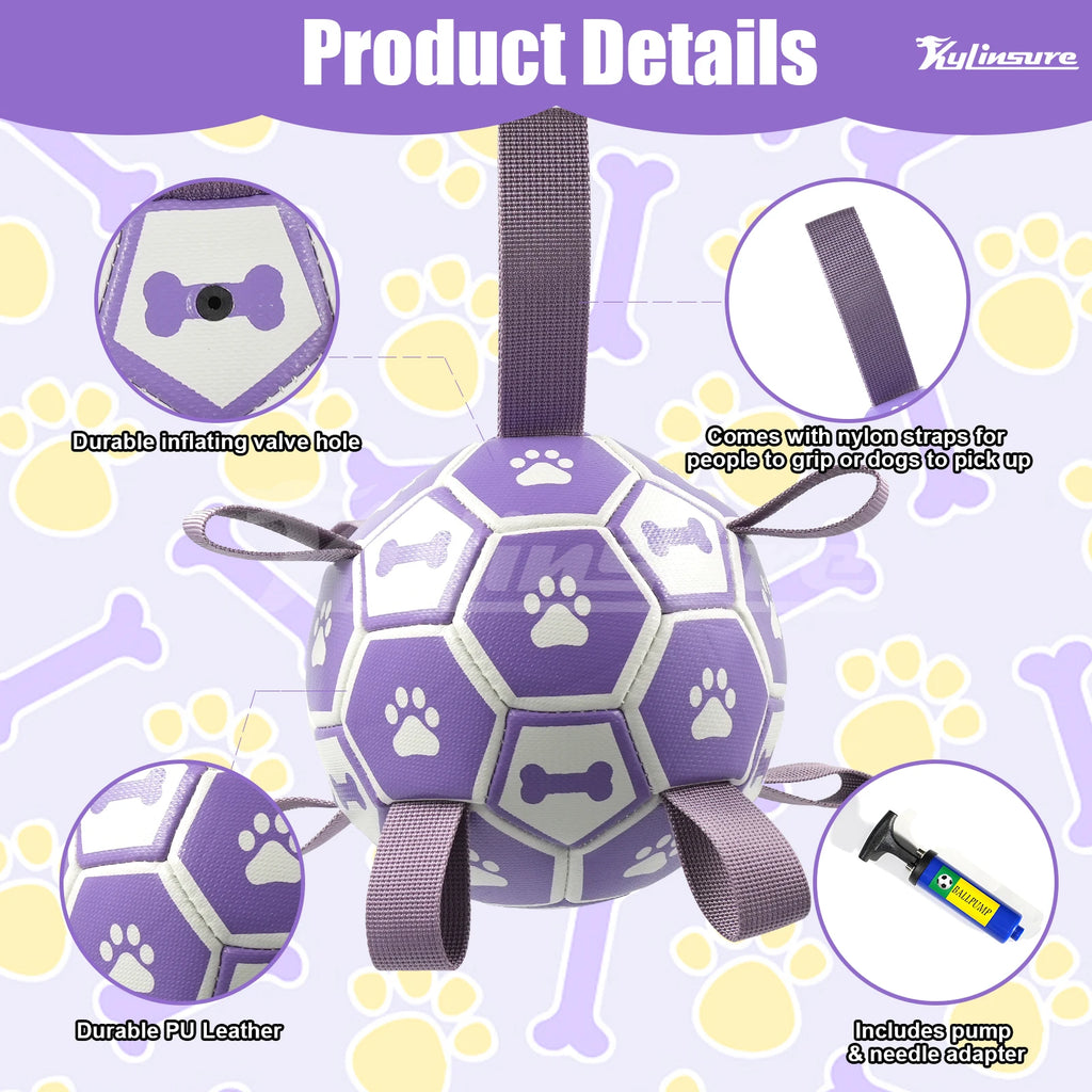 Dog Toys Soccer Ball with Straps,