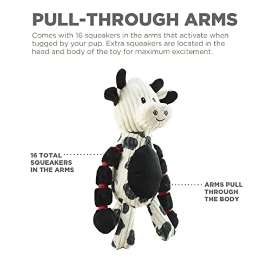 Thunda Tugga Cow Plush Squeaky Dog Tug Toy Pack of 2