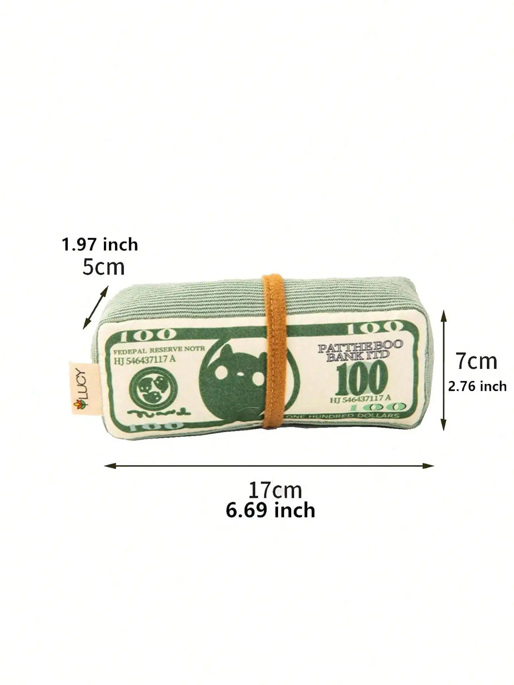 Green Money Stack Plush Squeaky Chew Toy