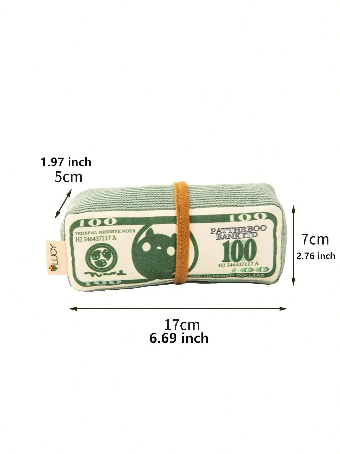 Green Money Stack Plush Squeaky Chew Toy