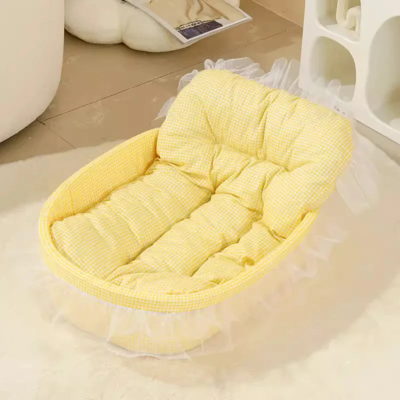 1set Cute Lace-Trimmed Pet Princess Bed For Winter