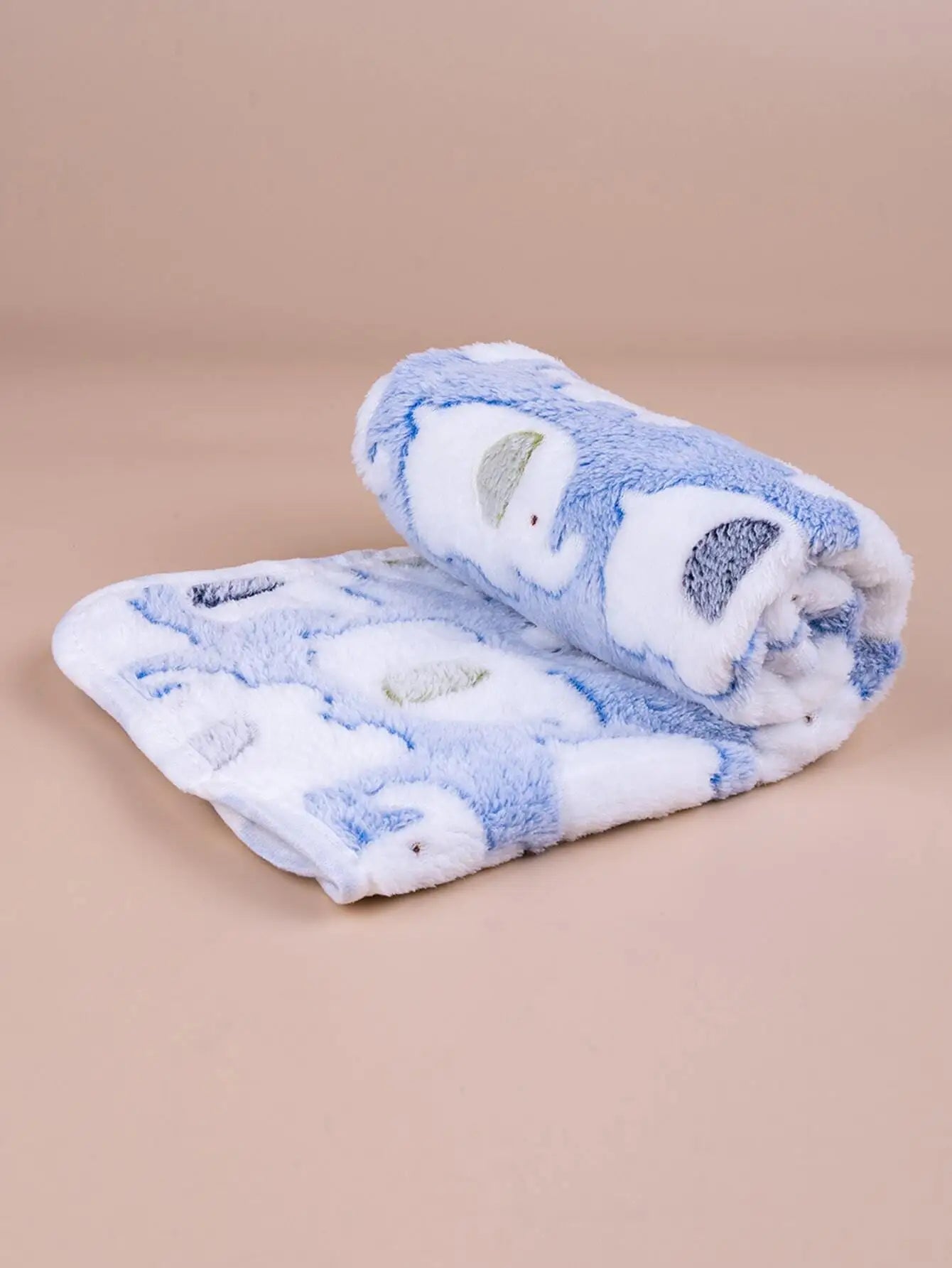 Soft Coral Fleece Blanket with  Animal Print