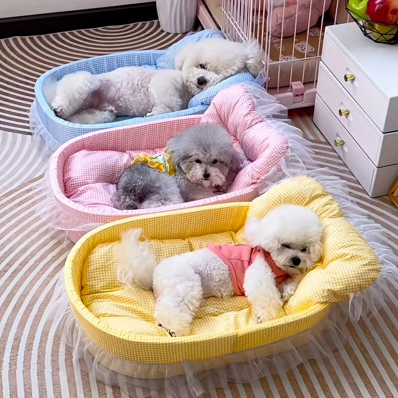 1set Cute Lace-Trimmed Pet Princess Bed For Winter