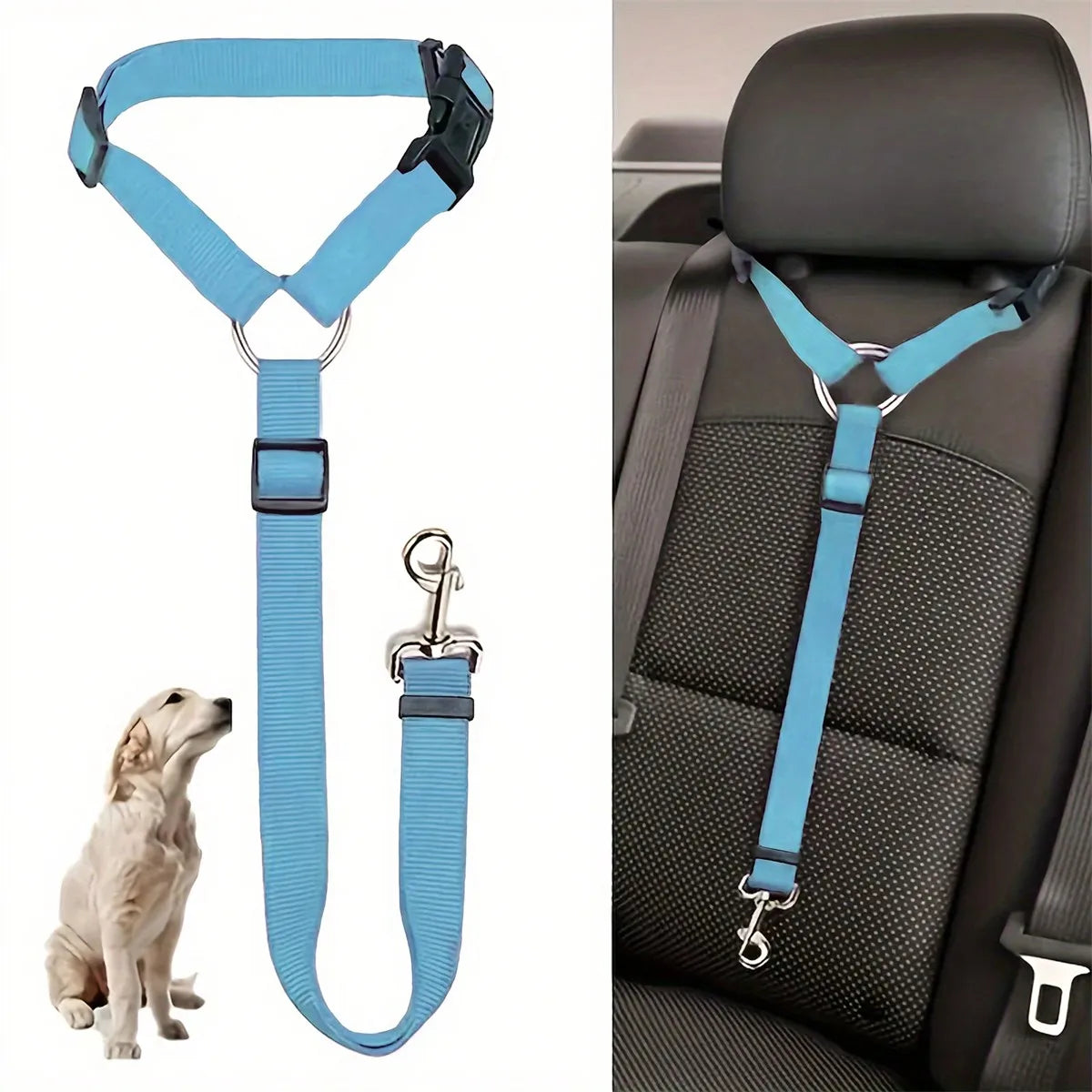 Blue Adjustable Pet Car Safety Harness