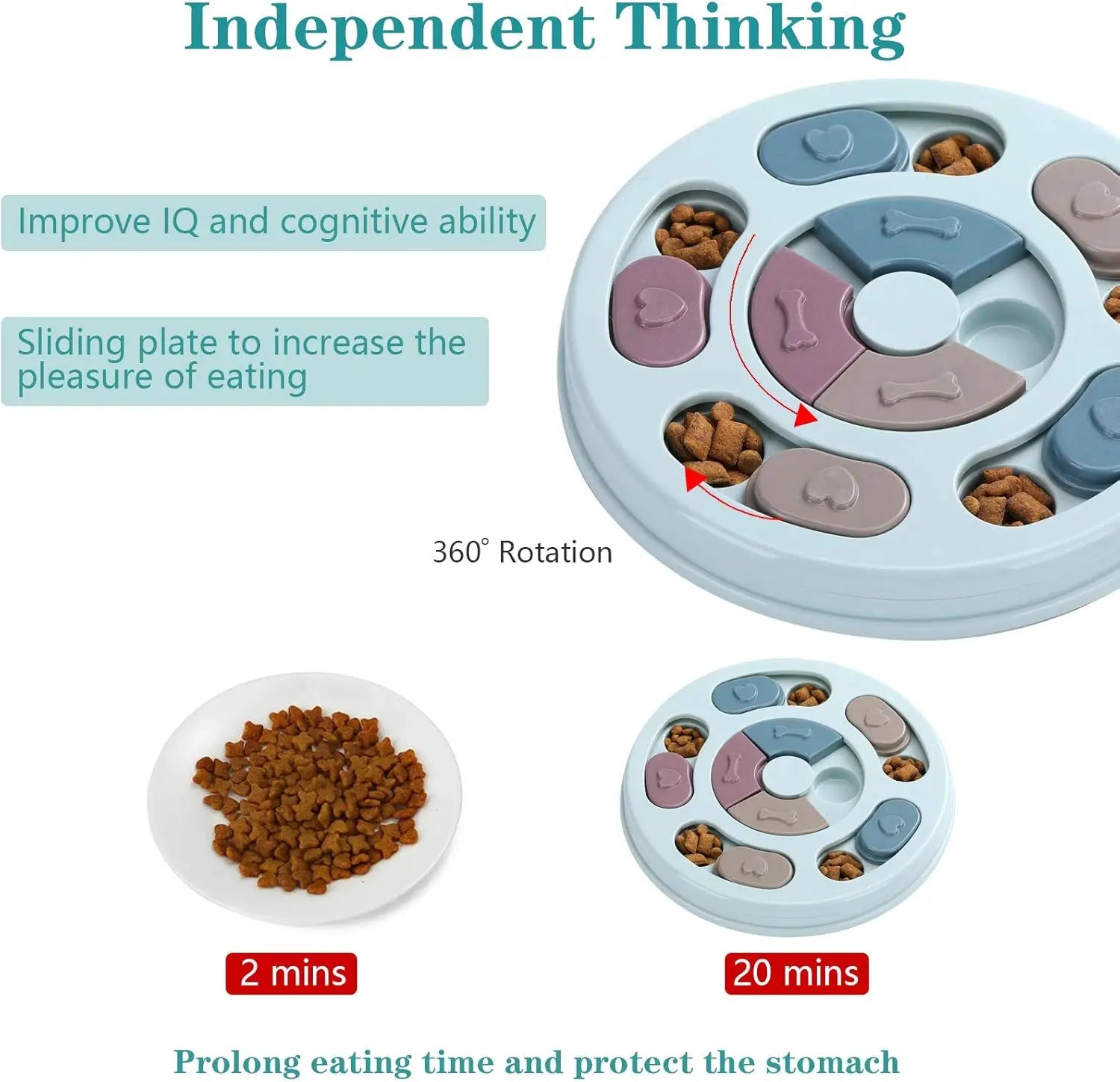 Interactive Dog Puzzle Toy for IQ Training, Treat Dispenser in Blue