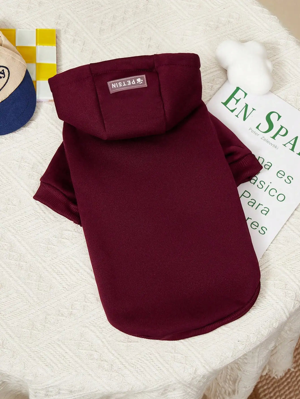 Burgundy Thermal-Lined Pet Hoodie for Small Dogs and Cats