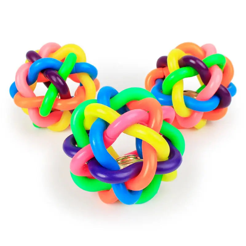 Colorful Bell Woven Dog Chew Toy, Bite-Resistant Rubber Toy