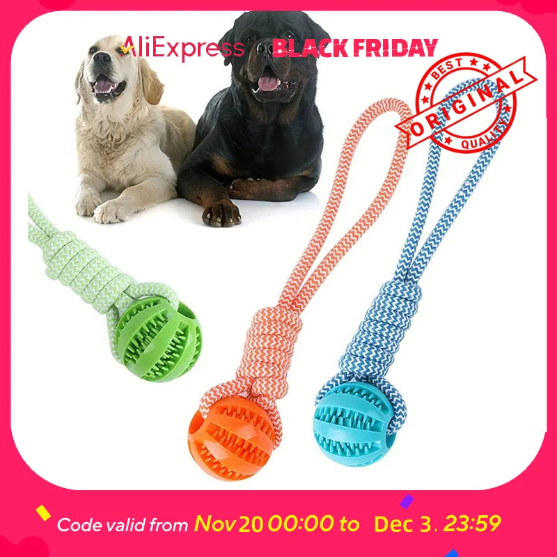 Interactive Dog Toy Tug Rope, Treat Dispenser Ball,