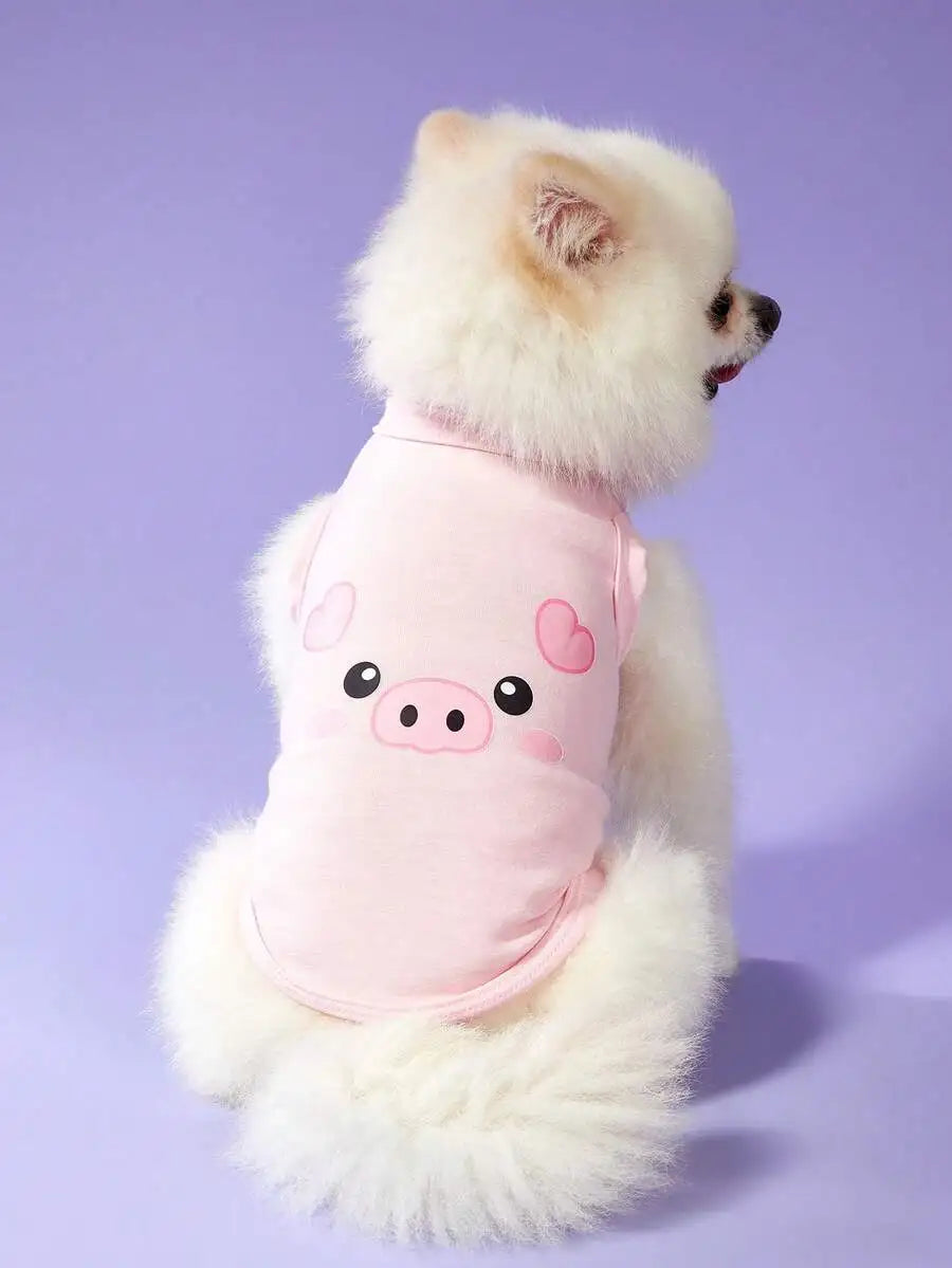 2-Pack Pet Vest for Dogs Cats  Pink Pig Face & Heart