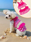 Pink Heart Print Dog Bikini Dress for Beach & Photoshoots