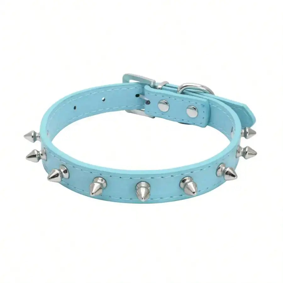 Leather Dog Collar with Metal Spikes for Small Dogs and Cats
