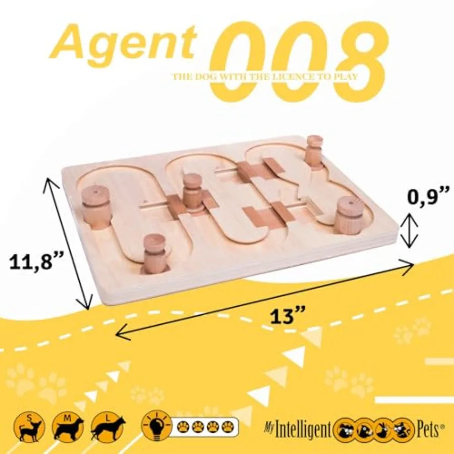 Agent 008 - Interactive Wooden Puzzle Toy for Dogs Fun Brain Game