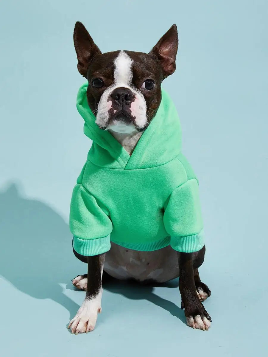 Orange Hooded Pet Sweatshirt with Thermal Lining for Dogs