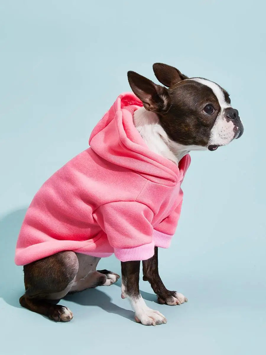 Orange Hooded Pet Sweatshirt with Thermal Lining for Dogs