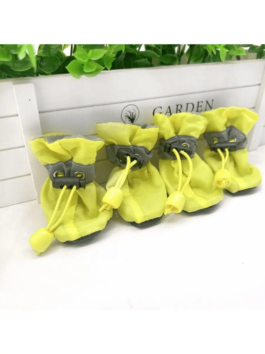 4pcs Blue Waterproof Anti-Slip Dog Boots for Small Breeds Puppies