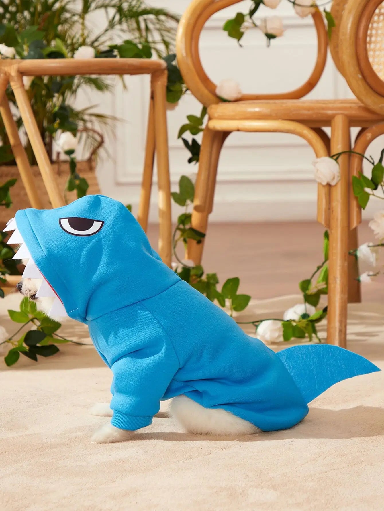 Blue Shark-Style Pet Hoodie Sweater for Dogs Cats