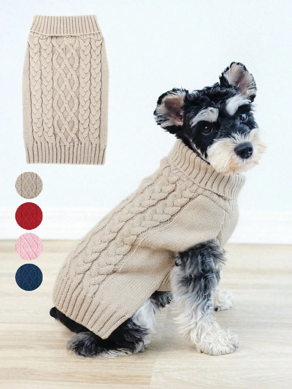 Cable Knit Turtleneck Dog Sweater Winter Apparel