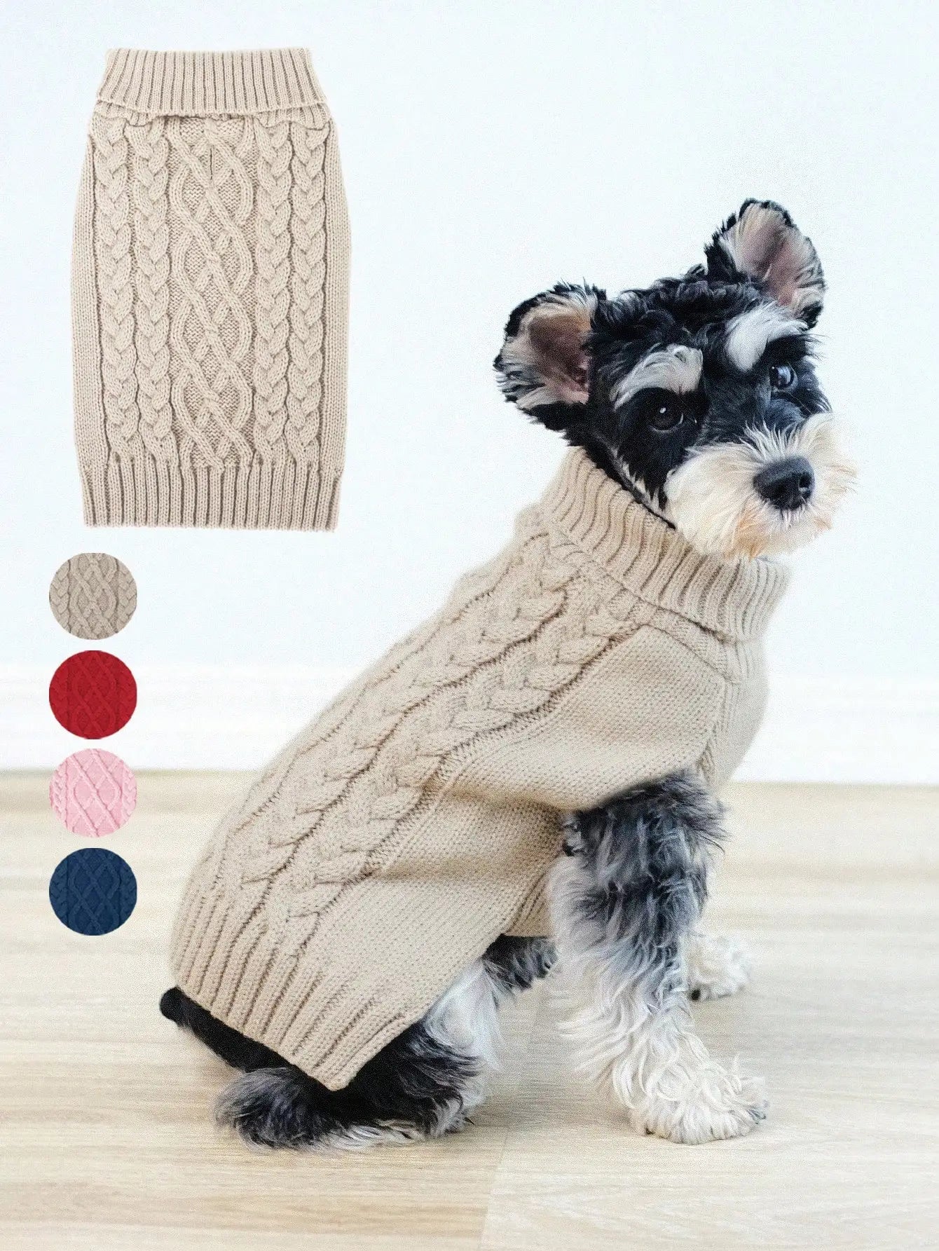 Cable Knit Turtleneck Dog Sweater Winter Apparel
