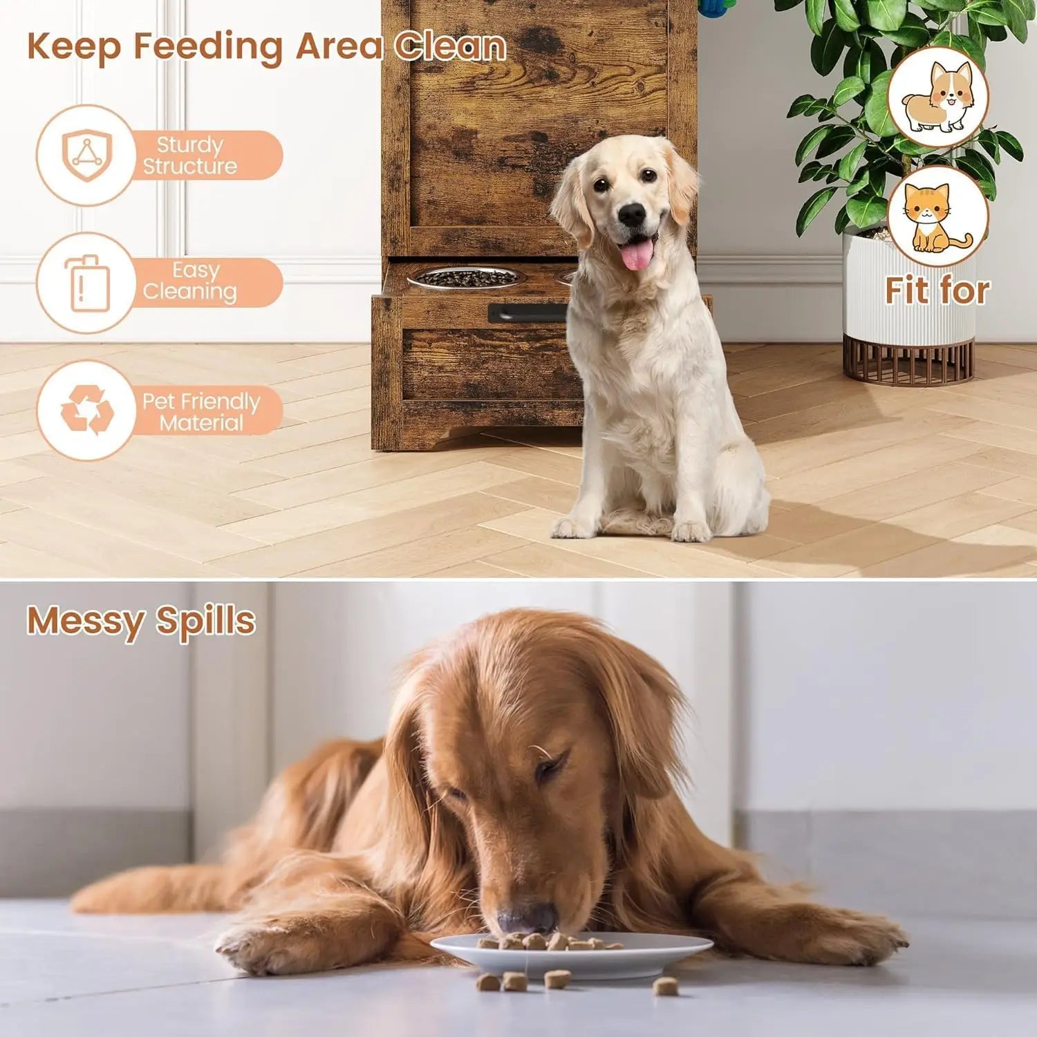 Dog Food Storage Cabinet with Hanger for Feeding