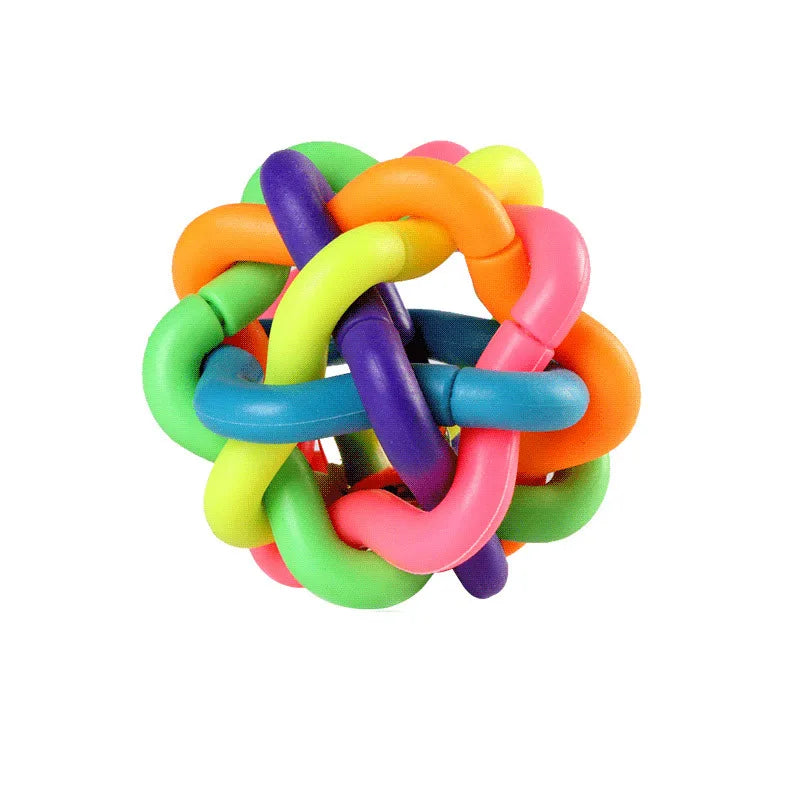 Colorful Bell Woven Dog Chew Toy, Bite-Resistant Rubber Toy