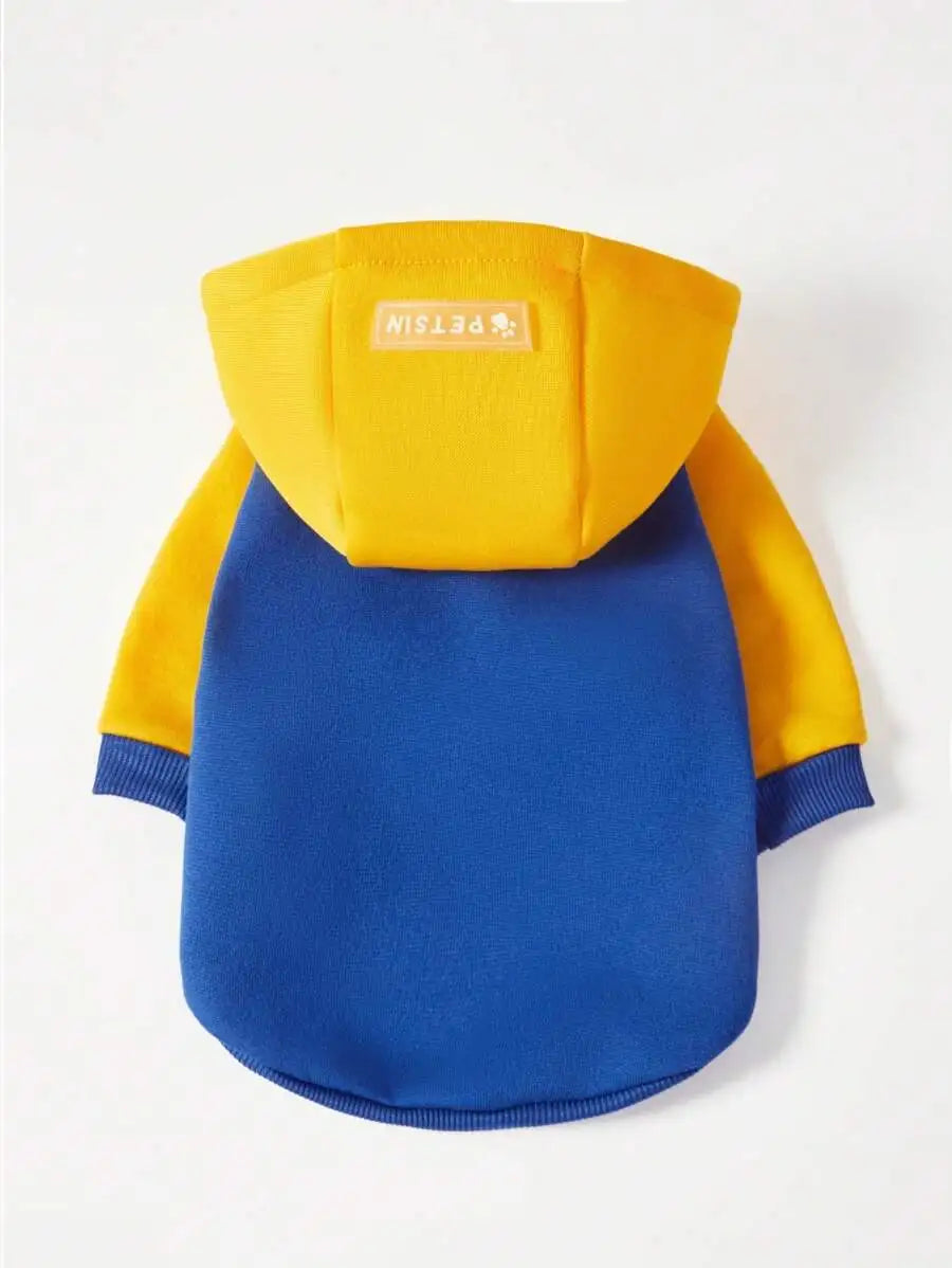 Orange Hooded Pet Sweatshirt with Thermal Lining for Dogs